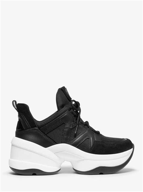 michael michael kors olympia canvas and suede trainer|Michael michael kors olympia trainer + FREE .